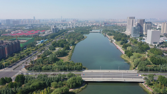 航拍中国河南郑州郑东新区中原龙子湖智慧岛视频