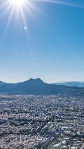 延时云南丽江黑龙潭公园山顶丽江全景5A景点视频