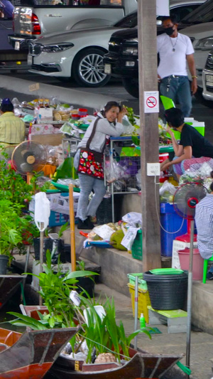 【该视频无肖像权，请勿商用】东南亚泰国特色水上市场合集市民生活59秒视频