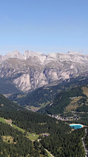航拍意大利阿尔卑斯山多洛米蒂山区全景视频自然风光70秒视频