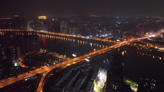 衡阳火车站周边夜景城市夜景视频