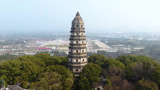 航拍5A景区虎丘山风景区虎丘塔视频视频