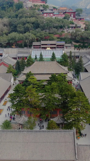 五台山景区景点大显通寺航拍视频世界文化遗产45秒视频