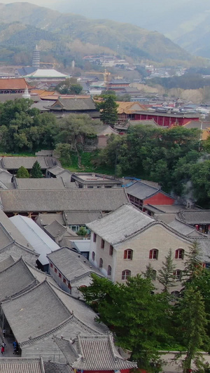 五台山景区景点大显通寺航拍视频世界文化遗产45秒视频