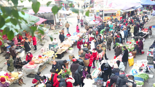 【民生】湖北农村过新年集镇赶集赶场买年货热闹场景视频