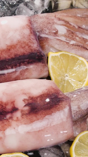 生鲜鱿鱼块海产品40秒视频