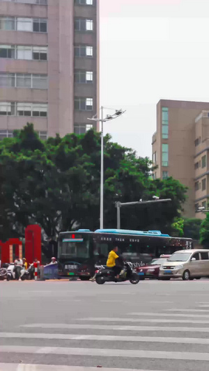红绿灯路口穿梭的行人与车辆【该视频路人无肖像权，请勿商用】红绿灯路口延时11秒视频