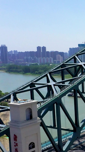 武汉城市地标江汉湾桥航拍实拍视频江汉桥23秒视频