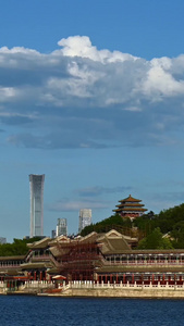 北京古代与现代的建筑延时摄影北海公园视频