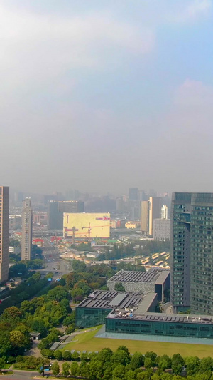 航拍杭州市民中心建筑群21秒视频