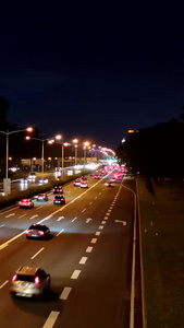 城市主干道夜景车流延时城市交通视频