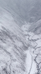 航拍被雪覆盖的山梁大山视频素材灾害性天气视频