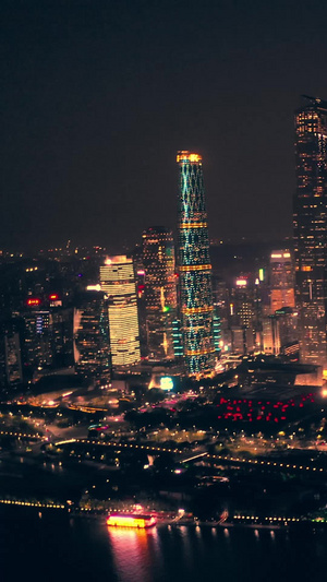 航拍广州夜景城市风光视频素材天际线52秒视频