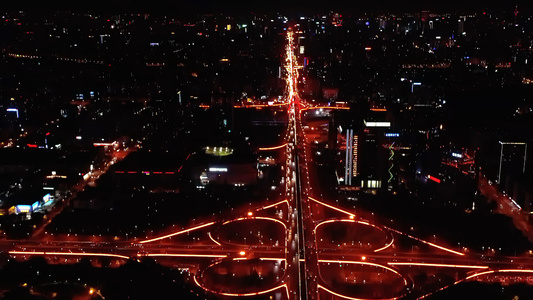 航拍成都天府立交夜景[成华]视频