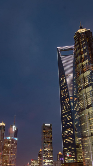 上海陆家嘴城市地标建筑金融中心夜景延时15秒视频
