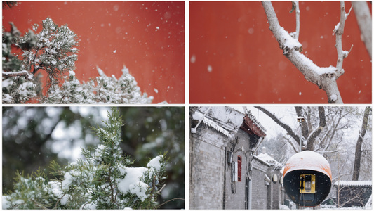 老北京唯美雪景特写视频