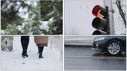 冬天雪景特写视频