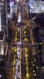 上海城市街道夜景航拍经济城市视频