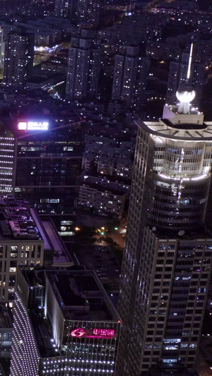 上海城市街道夜景航拍中国上海9秒视频