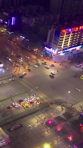城市交通夜景航拍斑马线视频