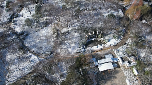 4K城市公园雪景自然景色航拍视频视频