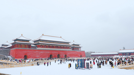 4k北京故宫天安门雪景实拍视频