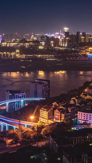 重庆菜园坝大桥夜景延时重庆网红桥夜景延时36秒视频