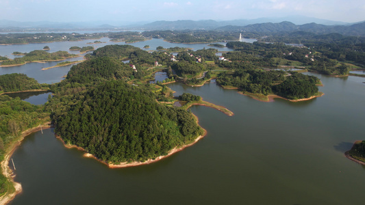 5A安徽万佛湖景区岛屿航拍视频视频