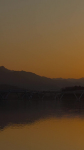 浙江5A风景区天台山湖泊日落延时5A景点视频