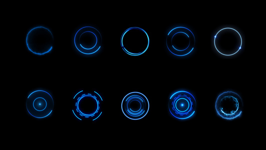 炫酷科技感蓝色光圈元素展示视频