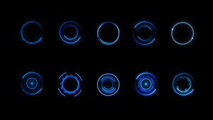 炫酷科技感蓝色光圈元素展示43秒视频