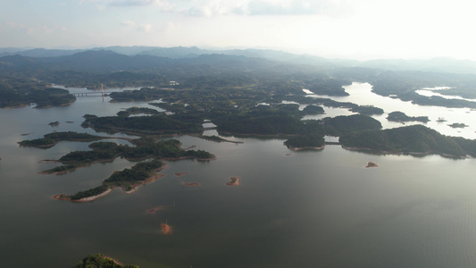 航拍5A安徽万佛湖景区湖泊岛屿全景视频视频