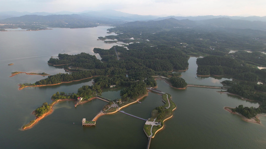 航拍5A安徽万佛湖景区岛屿视频视频