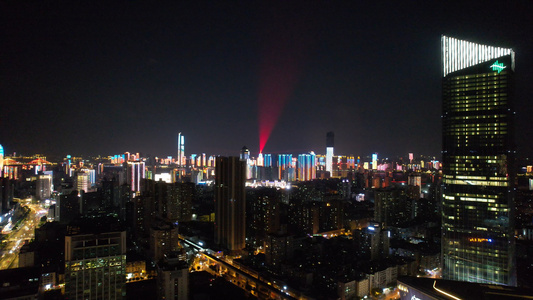 航拍城市天际线高楼夜景交通道路车流4k素材[两条道路]视频