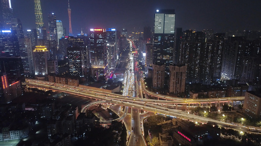 广州中山一珠江新城夜景[灯光灿烂]视频