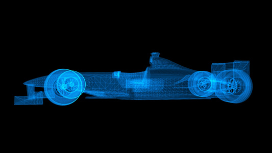 4K透明通道全息F1赛车素材视频