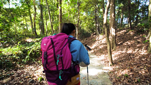 女性登山远足爬山背影视频13秒视频