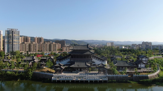 湖北咸宁永安阁景区航拍视频