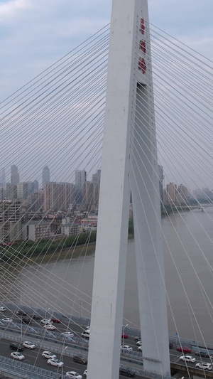 航拍城市桥梁道路交通江景车流街景素材城市素材63秒视频