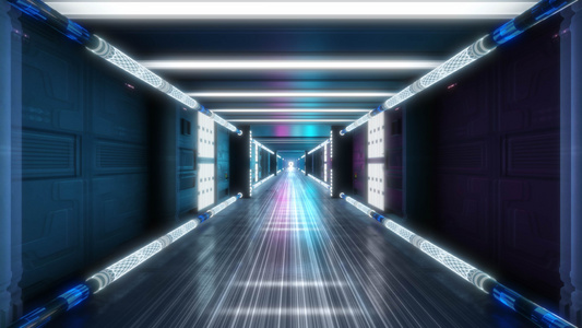 炫光三维房间空间科幻隧道穿梭视频