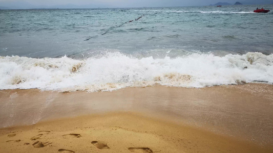 海边沙滩海浪[海滨浴场]视频