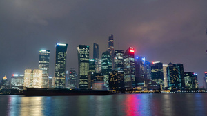8k上海天际线cbd地标黄浦江高楼大厦夜景移动延时摄影24秒视频