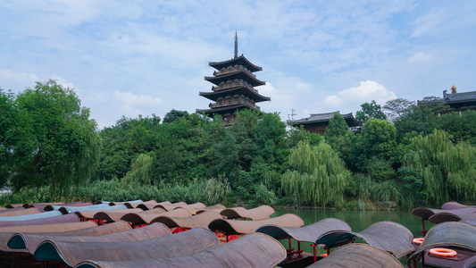 8k素材延时摄影中国网红景点唐城青龙寺建筑视频