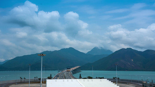 港珠澳大桥蓝色海豚岛延时拍摄视频