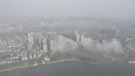 航拍衡阳湘江风光视频