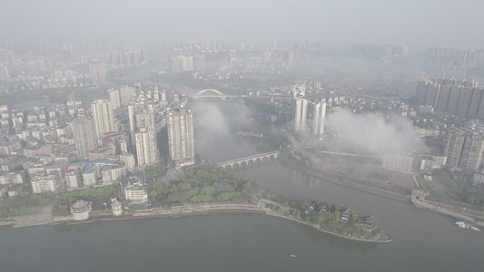 航拍衡阳湘江风光视频