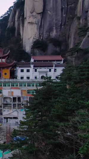 航拍世界双遗产九华山风景区观音峰寺院视频世界文化遗产74秒视频