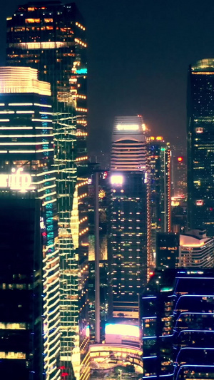 航拍广州中心CBD夜景视频素材天际线25秒视频