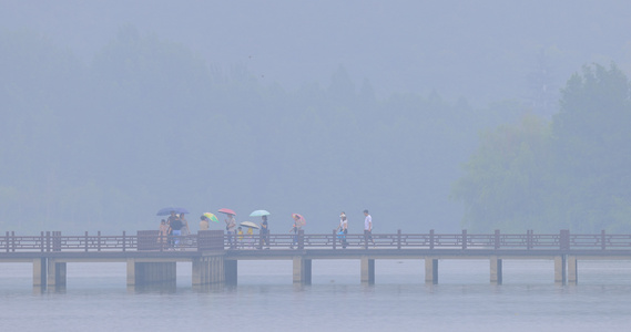 长桥烟雨朦胧中视频