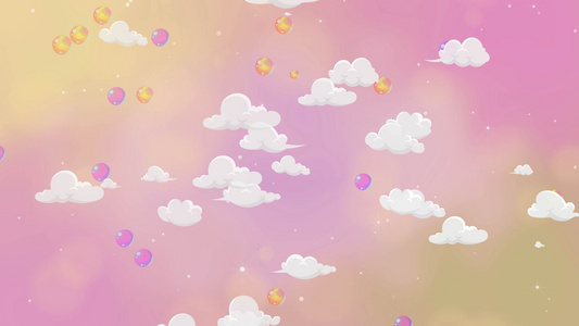 梦幻舞台粉色卡通云朵背景视频
